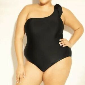 Kona Sol Black Bow One Shoulder 1-piece Swimsuit